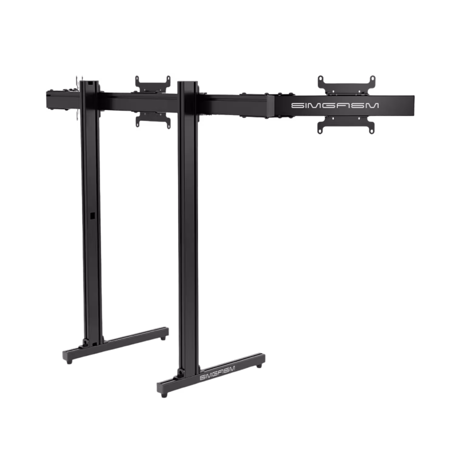 Steel display bracket on the upper rail with its adjustment points in view